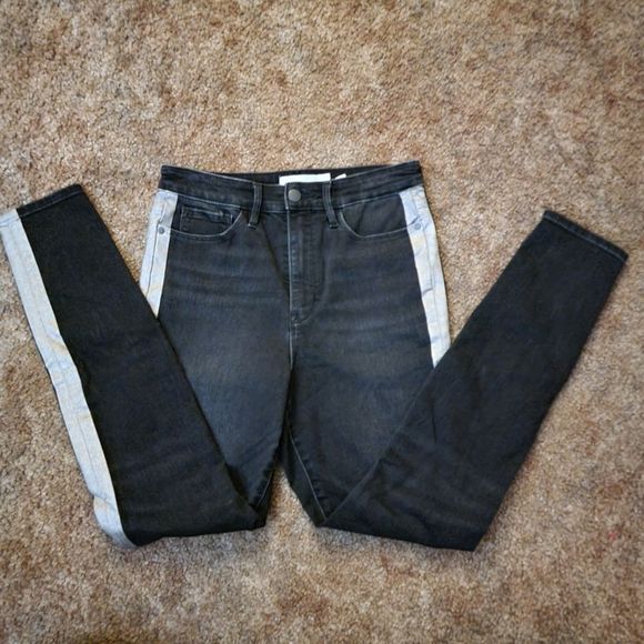 Athleta 'Sculptek Metallic Tuxedo Stripe' Black Jeans - Picture 11 of 12